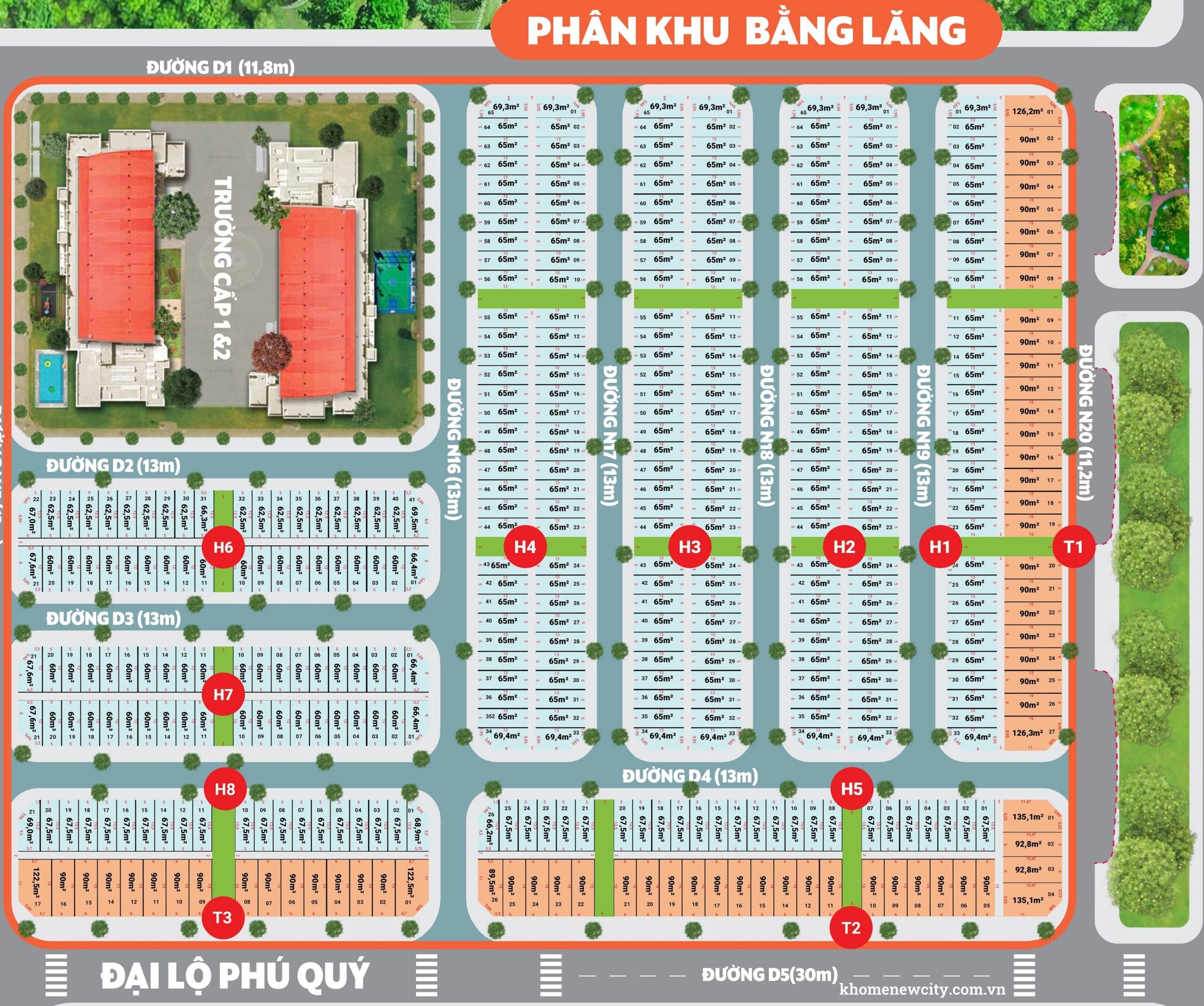 K-Home New City | Mặt bằng chi phiết sơ đồ phân lô phân khu Bằng Lăn