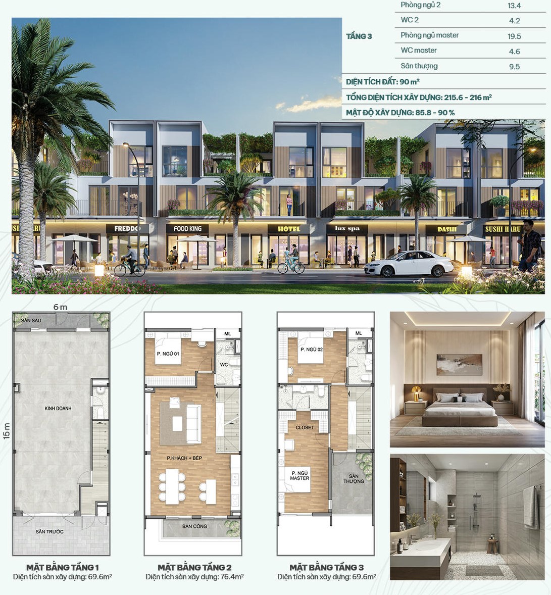Mẫu Nhà phố thương mại K-Shophouse M2 căn GIỮA Mẫu Nhà phố thương mại K-Shophouse M2 căn GIỮA